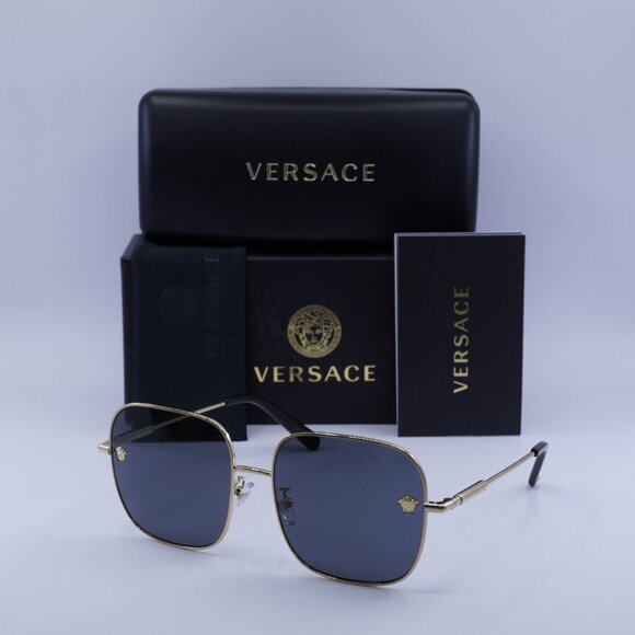 🕶️ New Versace VE2246D 100287 Sunglasses - Gold Frame, Dark Grey Lenses - Picture 10 of 10
